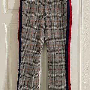 MOTHER Checkered Ankle Pants with Red and Black Stripes